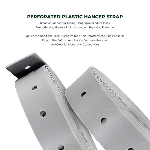 Highcraft QQT-34100 Plastic Strapping, 3/4’’ x 100’ Perforated Roll, 1/8’’ Nail Holes with .75’’ Spacing Grey Polypropylene, 100' - size: 3/4'' x 100'