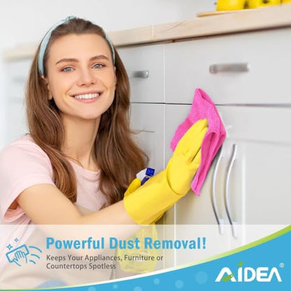 AIDEA Pink Microfiber Cleaning Cloth-50PK, Absorbent Cleaning Rags 12"x12" - color: Pink, size: 12in.x12in.