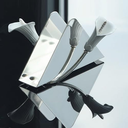 Napkin Holder for Table, Upright Paper Dispenser with Lily (silvery),wedding gift - color: Silver