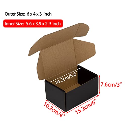 6x4x3 Inches Shipping Boxes Pack of 25, Packaging Corrugated Cardboard Mailer Boxes for Small Bussiness, Black - size: 6 x 4 x 3 inch