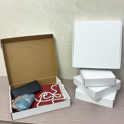 13x11x2 Inch Shipping Boxes Set of 25,White Corrugated Cardboard Mailers - size: 13x11x2 inches
