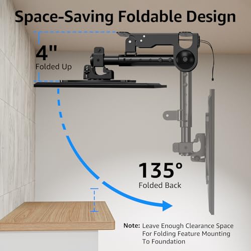 MOUNTUP Folding Under Cabinet TV Mount, VESA 75x75mm & 100x100mm Flip Down & Swivel TV Bracket for Most 13-32" LCD Screens up to 22 Lbs, Height Adjustable Space Saving Under Counter Mount for RV - size: Height 11.8'', Under Cabinet