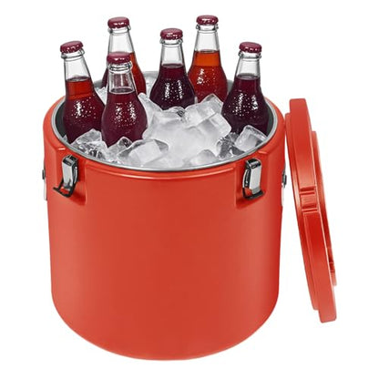 50L/13.21 Gal Insulated Soup Carrier, Stainless Steel Insulated Soup Container Bucket Hot & Cold Thermal Bucket with Lid Commercial Food Warmer for Parties Picnics Cafes Restaurants - color: Red, size: 50L/13.2Gal