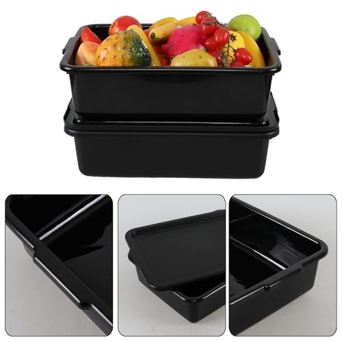 3-Pack 13 L Plastic Commercial Bus Tub with Lid, Dish Bus Totes