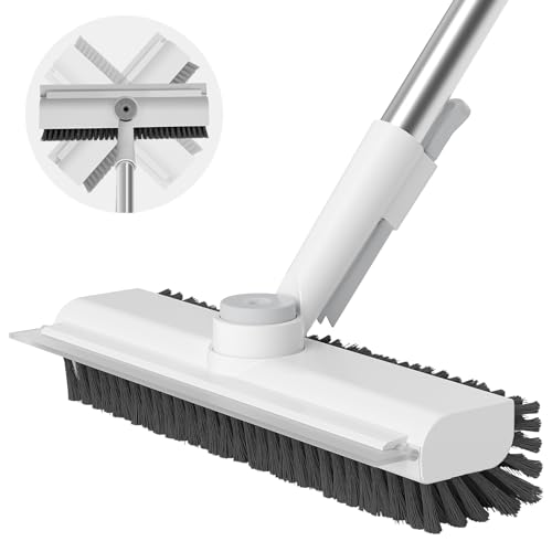 AIR U+ Floor Scrub Brush with Long Handle, 3 in 1 Floor Scrubber - color: White, size: 1 PACK