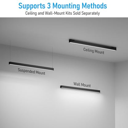 LEONLITE 2-Pack 8FT Linkable LED Linear Light, LED Suspension Light, Black - color: Black