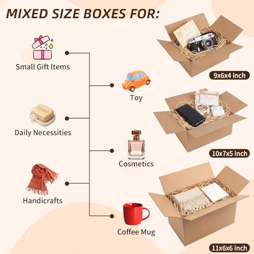 ZBEIVAN Shipping Boxes Mailers Assorted Sizes 11x6x6, 10x7x5, 9x6x4 inches Corrugated Cardboard Small Packing Kraft Moving Mailing Box, Pack of 30 - size: 11X6X6&10X7X5&9X6X4 inch