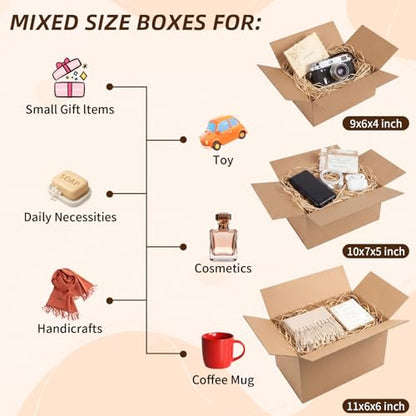 ZBEIVAN Shipping Boxes Mailers Assorted Sizes 11x6x6, 10x7x5, 9x6x4 inches Corrugated Cardboard Small Packing Kraft Moving Mailing Box, Pack of 30 - size: 11X6X6&10X7X5&9X6X4 inch