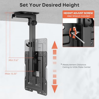 Flip Down TV Mount for Most 23'' to 55'' TVs, Manual Ceiling TV Mount