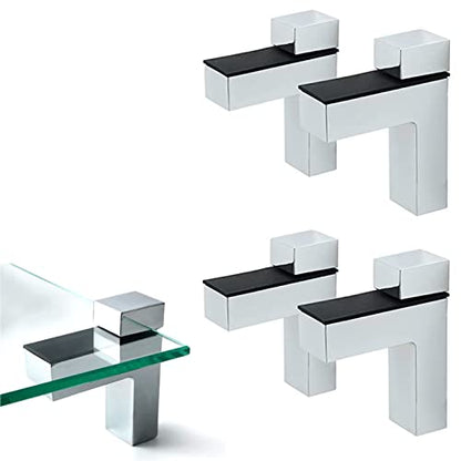 AWEN 4pcs Solid Metal Adjustable Wood/Glass Shelf Bracket Wall Mount,Shelf Holders，3-28mm Thick Adjustable Shelf Bracket, 25lbs Load - size: Polished Chrome-4PCS