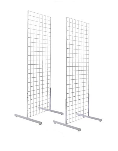 Only Hangers 2' x 6' Gridwall Panel Tower with T-Base Floorstanding Display Kit, 2-Pack White …