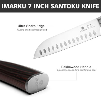imarku 5PCS Kitchen Knife Set - Japanese High Carbon Stainless Steel Knives - color: Silver Blade with Brown Handle