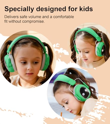 Ear protection for kids, 30dB SNR, 5.5 oz, Lightweight Adjustable - color: Green