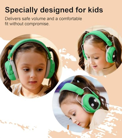 Ear protection for kids, 30dB SNR, 5.5 oz, Lightweight Adjustable - color: Green