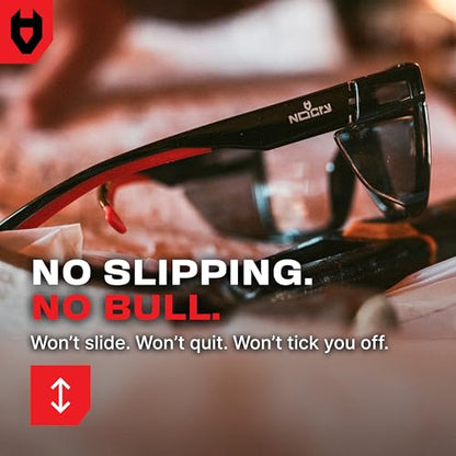 NoCry ANSI Z87.1 Clear Safety Glasses with Side Shields — Durable Anti Fog & Scratch Resistant Eye Protection Glasses or Men & Women — ANSI Z87 Rated Protective Eyewear with 100% UV Shielding for Work - color: Black & Red
