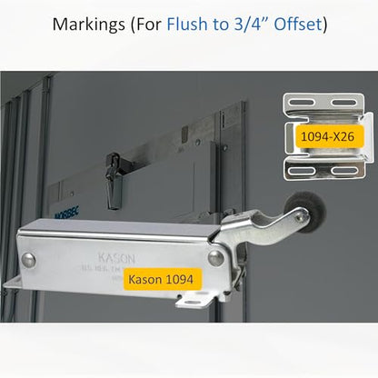 Awoco 1094 Hydraulic Door Closer, Exposed Mounting with 1094-X26 Adjustable Wide Hook (Flush to 3/4” Offset) for Walk-in Coolers/Freezers by Kason - style: Exposed closer with Flush to 3/4" Hook