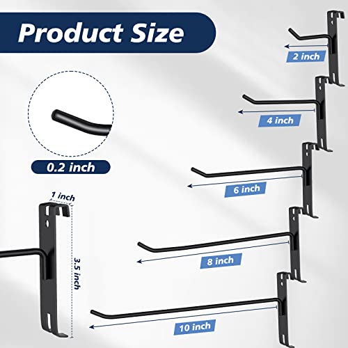 24 Pieces Gridwall Hooks, 4/6/8 Inch Gridwall Panel Hooks Metal Gridwall Hanging Hooks Hangers Black Commercial Grade Gridwall Pegs Gridwall Accessories for Garage Shop Retail Display (24, Black) - color: Black