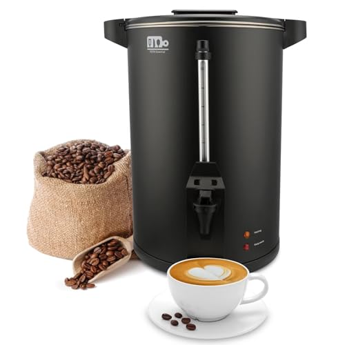 30-Cup 6L Commercial Coffee Urn, Festa Essential 750W Double Wall Large Percolate Coffee Maker Stainless Steel Hot Water Urn Dispenser with Double Dripless Faucet, Quick-Brewing for Catering, Black - size: 6L-30Cups