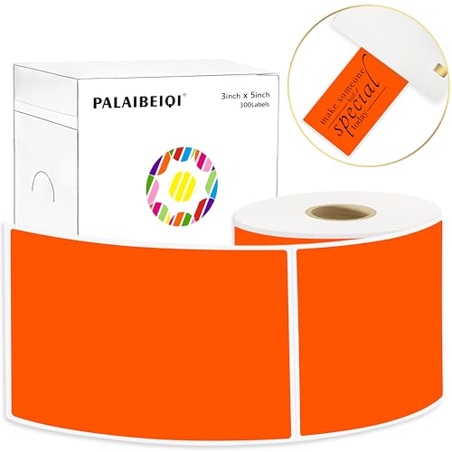 3x5 Inch Thermal Labels,Rectangle Sticker,300PCS Water Proof Shipping Labels with Strong Adhesive,Compatible with Zebra & Rollo,for Moving Boxes,Inventory,Fluorescent Orange - color: Fluorescent Orange