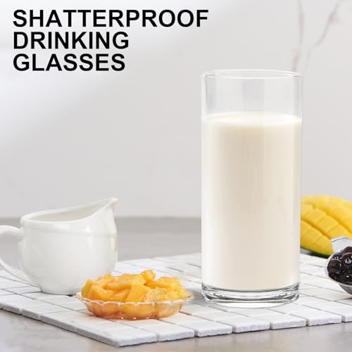 HIGIINC 17 OZ Plastic Cups Reusable Unbreakable Plastic Drinking Glasses Set of 12，Highball Plastic Tumblers & Water Glasses, Acrylic Glasses Drinkware Iced Tea Glasses BPA Free, Dishwasher Safe