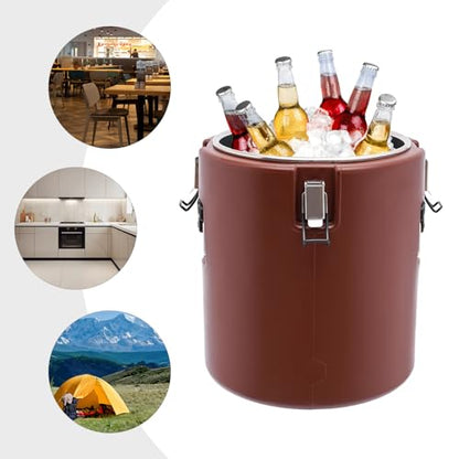 Insulated Food Carrier, 30L/27.24 QT Capacity Catering Box with Stainless Steel Barrel, Food Warmers for Hot Cold Drink Storage Restaurant Canteen Home Party Lunch (brown) - color: 30L-Brown
