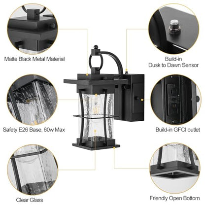 15 Inch Dusk to Dawn Outdoor Lighting Fixtures with Outlet - size: 15'' H with Outlet, 1 PC