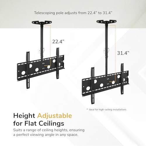 Mount-It! Ceiling TV Mount for 32–86 Inch LCD LED OLED TVs – Hanging Full Motion Swivel, Tilt & Height Adjustable Bracket – 175 lb, VESA 800x450 – Home, Gym, Patio, Restaurant & Commercial Use - size: Medium Single