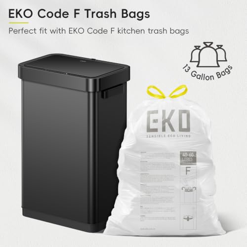 EKO Deluxe Mirage-T 50 Liter / 13.2 Gallon Touchless Rectangular Motion Sensor Trash Can or Recycling Bin, Matte Black Stainless Steel Finish - size: Deluxe Mirage-T 50 liter - Matte Black