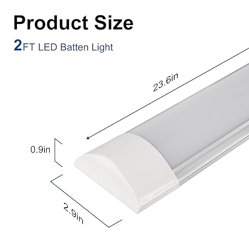 2 Packs 2FT LED Batten Light, Ultra-Thin Ceiling Surface Mounted Light, 20W, Day Light 4000K, IP20, LED Ceiling Lamp for Garage, Shop, Hallway, Office, Market - color: Aluminum 2 PCS