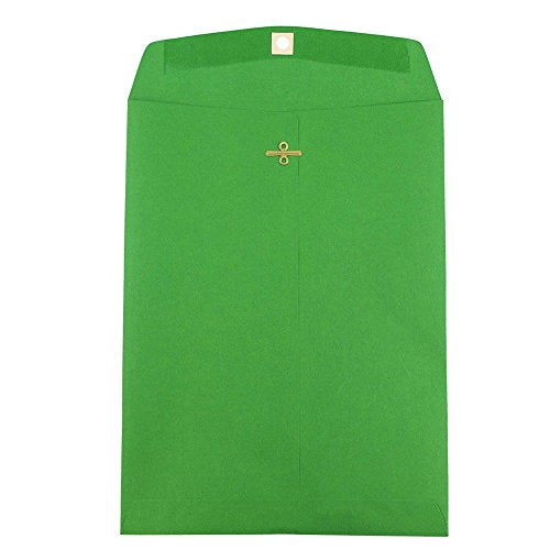 JAM PAPER 9 x 12 Colored Envelopes with Clasp Closure - Green Recycled - 25/Pack - color: Green, size: Pack of 25