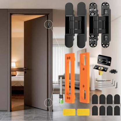 6 Inch Hidden Door Hinge with Slotting Jig Installation Kit