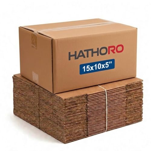 Shipping Boxes 15"L x 10"W x 5"H (25-Pack) | Flat Corrugated Cardboard Single-Wall Medium Kraft Boxes for Moving, Packing and Storage - size: 15x10x5