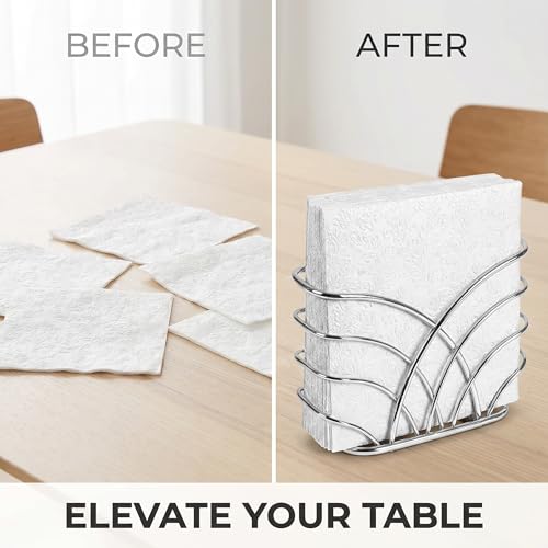 Napkin Holder for Table, Silver Iron Upright Paper Dispenser - color: Q - Luncheon Napkin Holder - Silver, size: Luncheon Napkin Holder