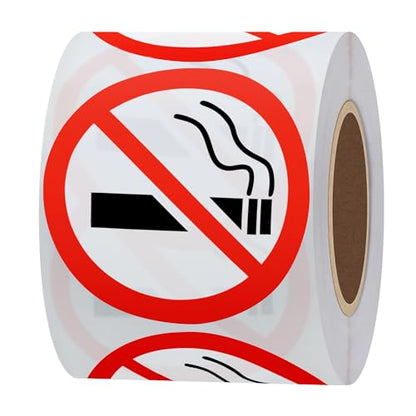 HYBSK No Smoking Logo Labels Glossy Paper Public Warning Stickers 300pcs Total Per Roll (2 inch) - size: 2 inch