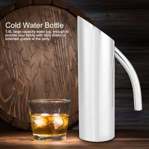 1.6L Large Capacity Stainless Steel Water Pitcher Leak-Proof Spout with Ergonomic Handle Cold Drink Jug for Bar & Restaurant