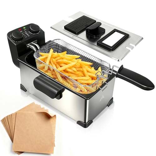CATTLEMAN Deep Fryer with Basket, 1600W, 3L, Timer and Temperature Control - color: Standalone Deep Fryer