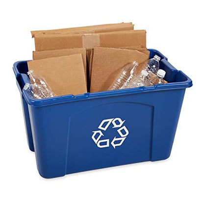Rubbermaid Commercial Products Recycling Bin - 18 Gallon, Stackable, for Paper and Packaging, Indoor/Outdoor/Garage/Home/Commercial Facilities, Blue - size: 18G