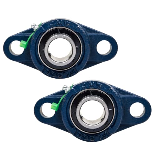 Jeremywell UCFL204-12 Pillow Block Bearing (2 Pack), 3/4 inch Bore, 2-Bolt Flange Mounted, Solid Base, Self-Alignment - size: UCFL204-12