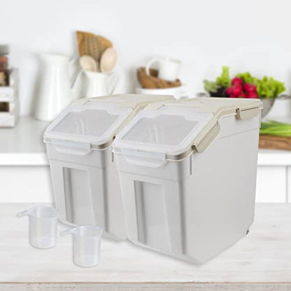 2 Pack 50 lb Airtight Flour Storage Containers with Wheels, Gray - color: Gray