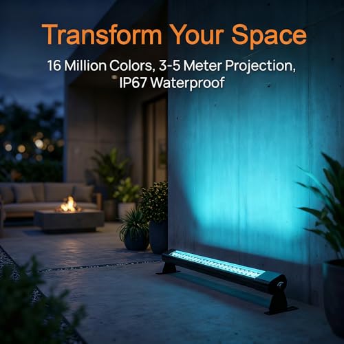 RGB Wall Washer Light Outdoor, Plug-in 120V 4FT IP67, RF Remote 1 Pack - color: RGB-1pack