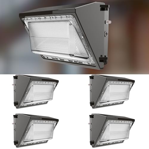 Lightdot 4Pack 200W LED Wall Pack Exterior Light, Dusk-to-Dawn,ETL-Black - color: 200W-Black｜4P