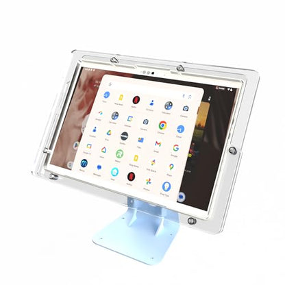 Anti-Theft Acrylic Case for Lenovo TAB Tablet with 360 Rotate 180 Swivel Metal Desktop Stand & 90-Degree USB C Cable (Clear, M8 Gen 4) - color: Clear, size: M8 Gen 4