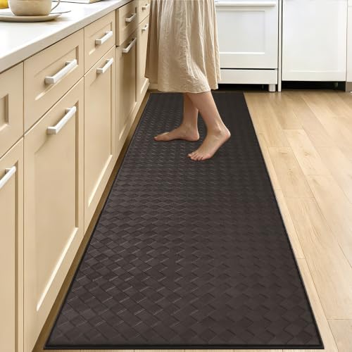 Kitchen Mats and Rugs Cushioned Anti-Fatigue, 23.6" x 86.6", Brown - color: Brown, size: 86.6"L x 23.6"W x 0.4"Th