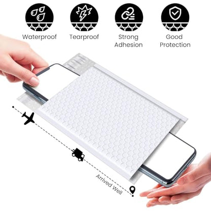 Fuxury Bubble Mailers 6x10" 100 Pack White Padded Envelopes Usable Size 6x9 - color: White, size: 6x10" 100PC