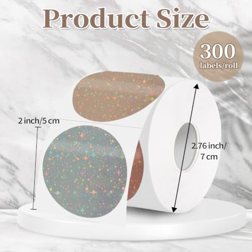 2''Holographic Thermal Label,Round Self-Adhesive Direct Thermal Label,for DIY Logo Design,Name Tag (300/Roll Beige Gradient) - color: Beige Gradient Starry Sky, size: 2 inches