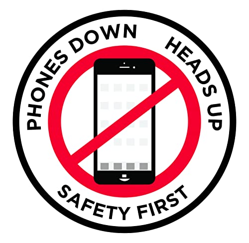 "Phones Down Heads Up" Safety Sign - Laminated Adhesive Floor Signs by Graphical Warehouse (18) - size: 18
