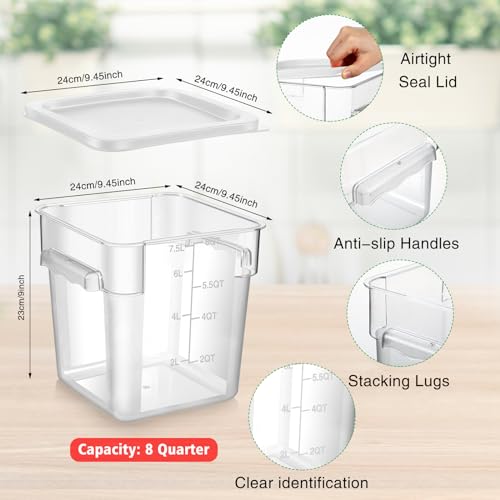 FoldTier 2 Pcs Square Food Storage Containers, White, 8 Qt - color: White, size: 8 Qt