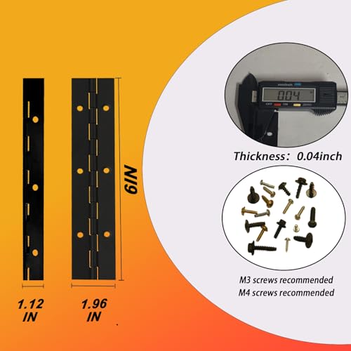 6" Piano Hinges, 4PCS 304 Stainless Steel Continuous Hinges, Black - size: 6inch