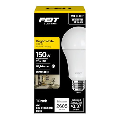 Feit Electric A21 LED Light Bulb, 150W Eq, Bright White - color: 3000k Bright White, size: 150W