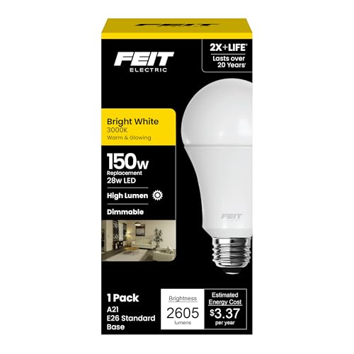 Feit Electric A21 LED Light Bulb, 150W Eq, Bright White - color: 3000k Bright White, size: 150W